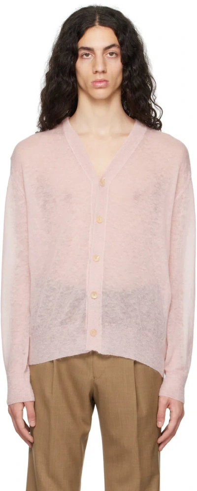 Auralee Pink Buttoned Cardigan In Light Pink