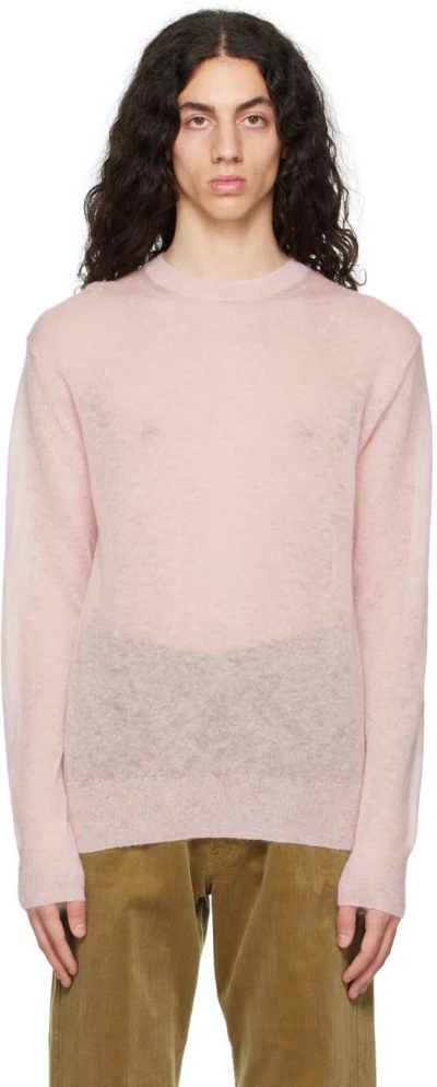 Auralee Pink Crewneck Sweater In Light Pink