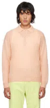 Auralee Pink Super Kid Mohair Polo In Pink Beige