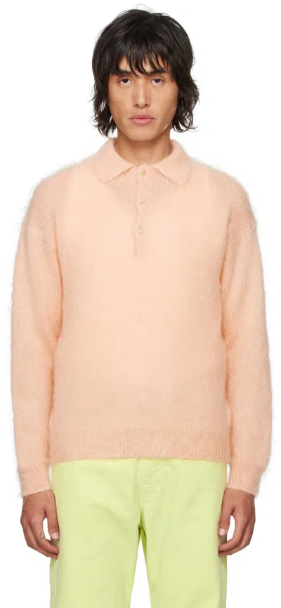 Auralee Pink Super Kid Mohair Polo In Pink Beige