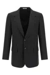 Auralee Striped Two-button Jacket In Black