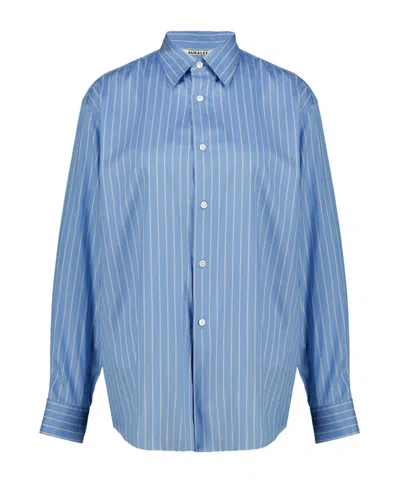 Auralee Pinstriped Shirt In Blue