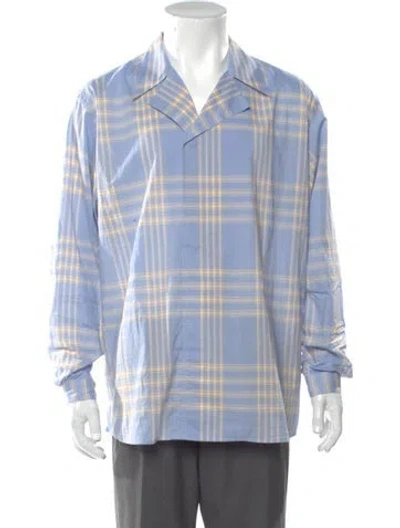 Pre-owned Auralee Plaid Print Long Sleeve Shirt In Blue