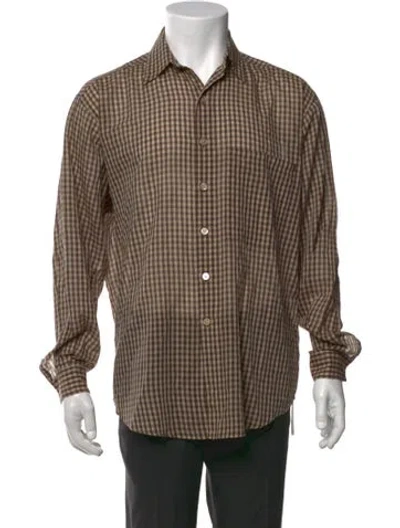 Pre-owned Auralee Plaid Print Long Sleeve Shirt In Brown