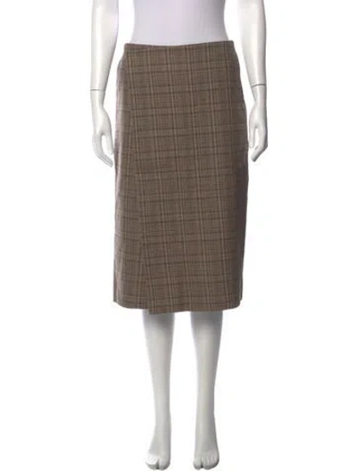 Pre-owned Auralee Plaid Print Midi Length Skirt In Multi