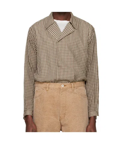 Auralee Plaid Shirt In Brown Gingham Check