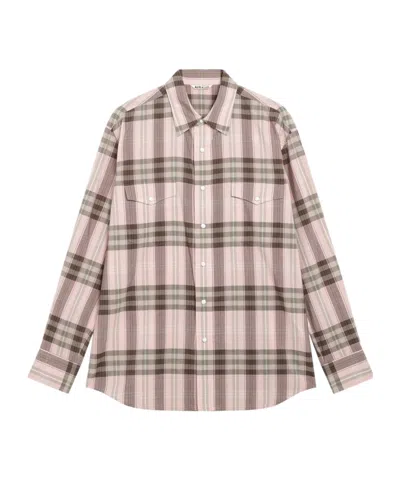 Auralee Plaid Shirt In Pink