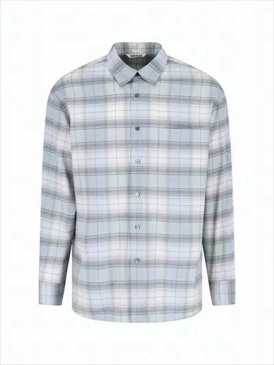 Auralee Plaid Wool Long-sleeve Shirt In White