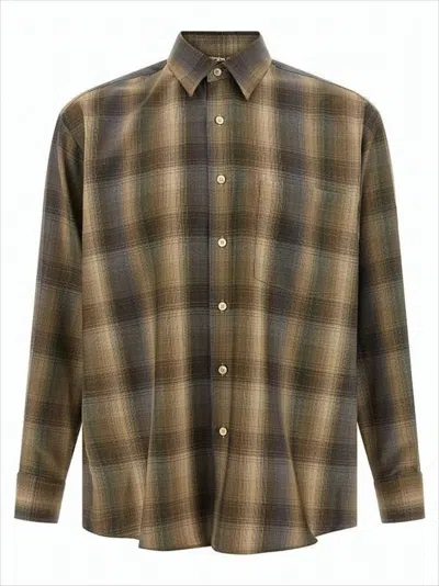 AURALEE PLAID WOOL LONG-SLEEVE SHIRT WITH RELAXED FIT