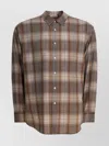Auralee Plaid Wool Shirt Featuring Button-down Collar In Brown