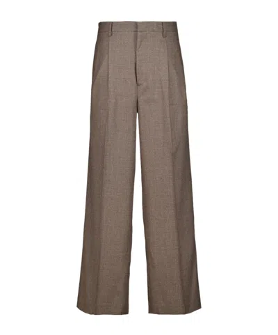 Auralee Pleated Casual Trousers In Brown