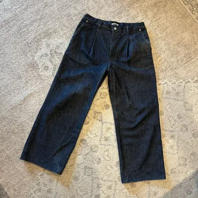 Pre-owned Auralee Pleated Denim Pants In Blue