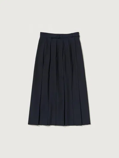 Auralee Pleated Hopsack Mini Skirt In Dark Navy