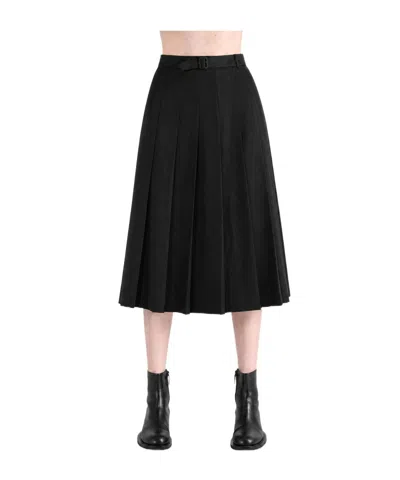 Auralee Pleated Midi Skirt In Black