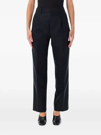 Auralee Pleated Straight-leg Trousers In Black