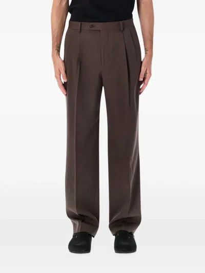 Auralee Pleated Straight-leg Trousers In Multi