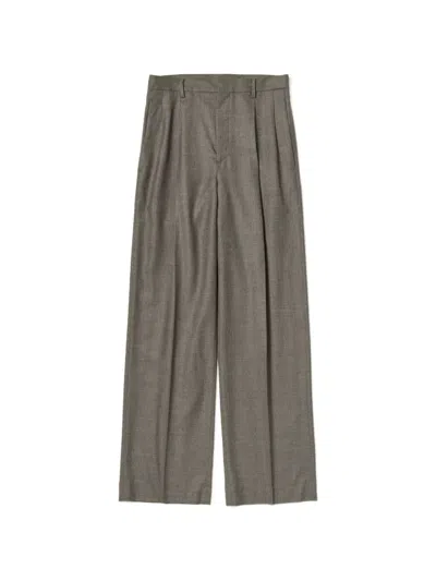 Auralee Pleated Wool Trousers In Gray