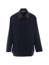 Auralee Point-collar Wool Jacket In Black