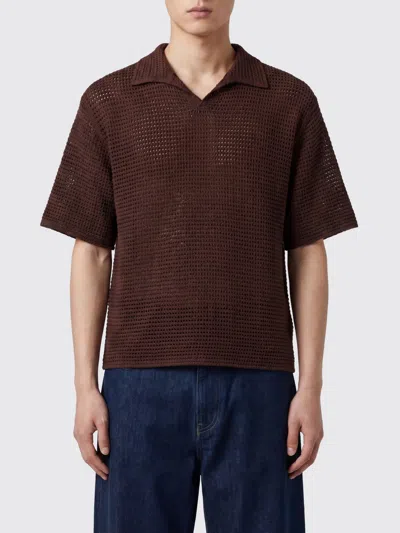 Auralee Polo Shirt Men Color Brown In Blue