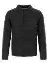 Auralee Mens Brushed Super Kid Mohair Knit Polo In Black
