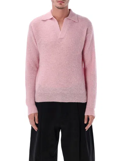 AURALEE AURALEE BABY SURI ALPACA SHEER KNIT SKIPPER POLO