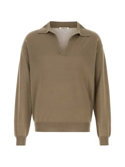 Auralee Polo-collar Sweater In Neutral