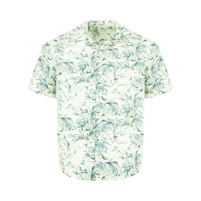 Pre-owned Auralee Printed Airy Silk Half-sleeved Shirt 'pale Green' | Men's Size 3