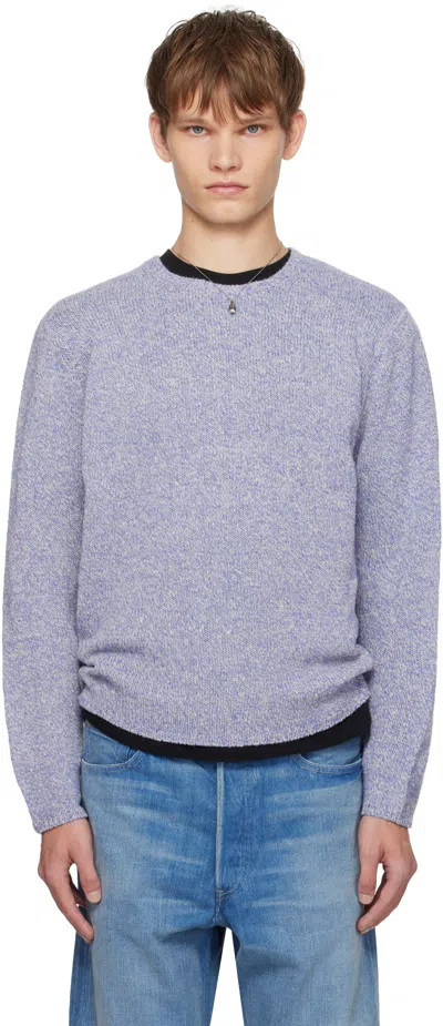 Auralee Purple Airy Silk Wool Knit Sweater In Blue