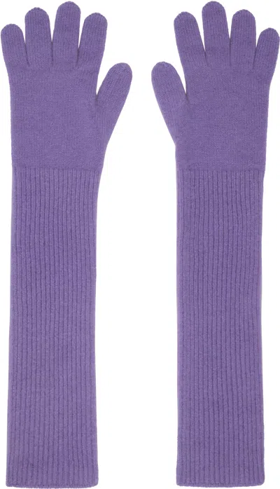 Auralee Purple Baby Cashmere Knit Long Gloves