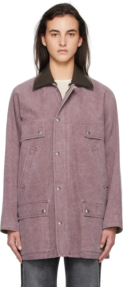 Auralee Purple Washed Organic Canvas Hunting Jacket