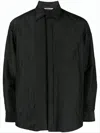 Auralee Quilted Long-sleeve Shirt With Classic Collar In Black