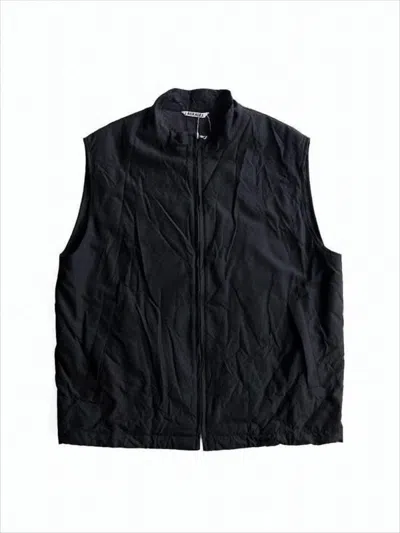 Auralee Quilted Wool Vest With High Collar In Black