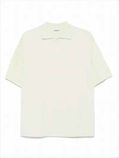 Auralee Relaxed-fit White Polo Shirt With Boxy Silhouette In Neutral