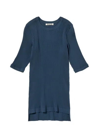 Auralee Rib T-shirt Woman Navy