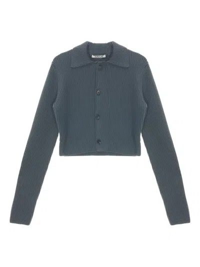 Auralee Ribbed Button-fastening Cardigan In Gray