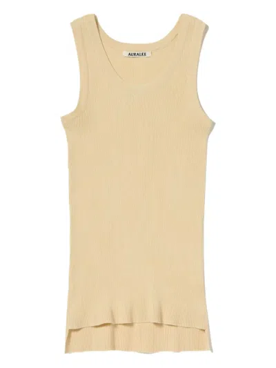 Auralee Ribbed Crew-neck Top In Neutral