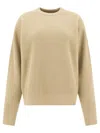 Auralee Ribbed Green Wool Sweater In Brown