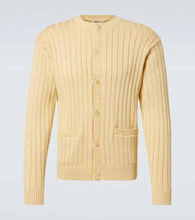 Auralee Ribbed-knit Cotton Cardigan In Yellow