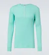 Auralee Ribbed-knit Cotton Henley Shirt In Green