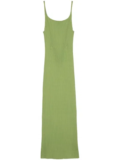 Auralee Ribbed-knit Maxi Dress In Green