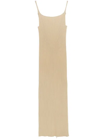 Auralee Ribbed-knit Midi Dress In 中性色