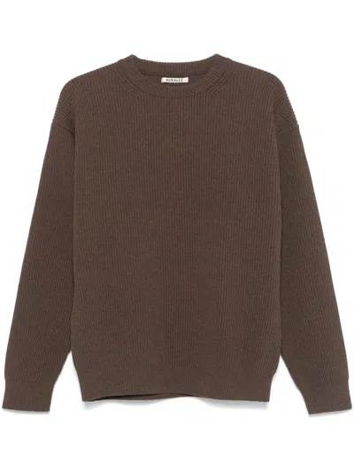 Auralee Ribbed-knit Sweater In Brown