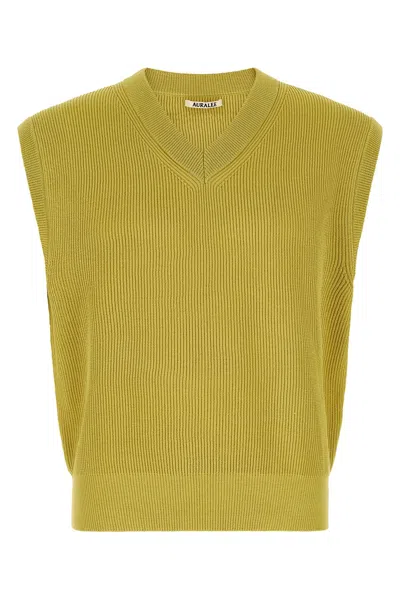 Auralee Ribbed Knit Vest In Yellow