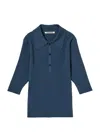 Auralee Ribbed Polo Shirt Woman Navy