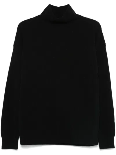 Auralee Gerippter Strickpullover In Black - Black