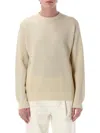 Auralee Textured Rib Knit Sweater With Long Sleeves In Nude