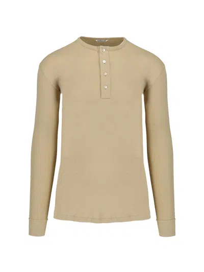 Auralee Ribbed T-shirt In Beige