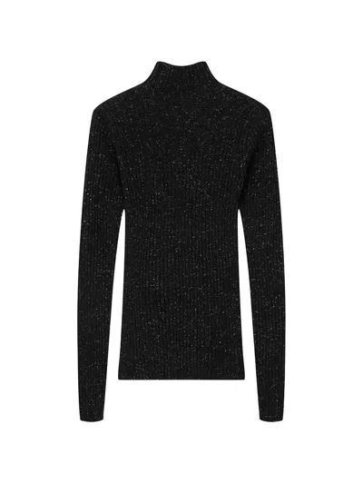Auralee Ribbed-knit Cashmere Nep Sweater In 黑色