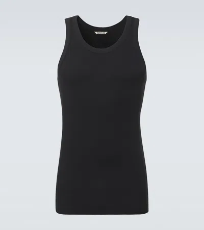 Auralee Ribbed-knit Cotton Tank Top In Black