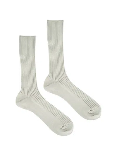 Auralee Ribbed-knit Socks In Gray